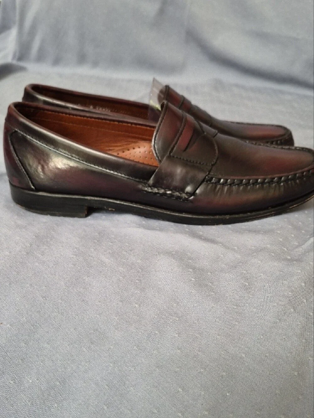 Allen Edmonds Men’s 10 Burgundy Leather Penny Loafers Classic Moc Toe Slip On